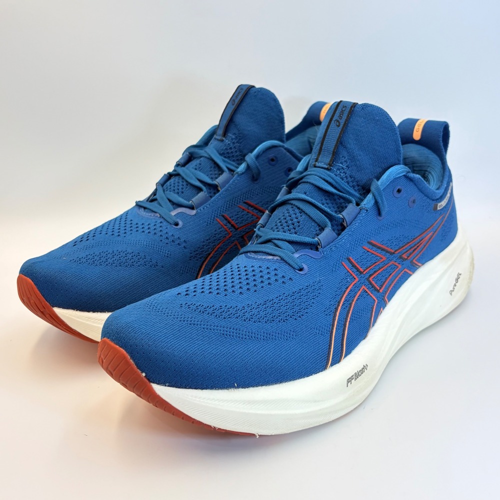 ASICS Gel-Nimbus 26 Mens 11 Running Shoes Blue Orange 1011B794 Jogging Sneakers